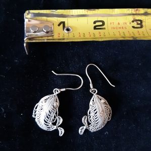 Silver filigree Koi drop earrings